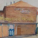 Guido hanset (1910-1992) watercolor on paper view of genoa ? 1968 signed