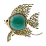 Brass fish lamp and agate stone, Isabelle Faure, 70s