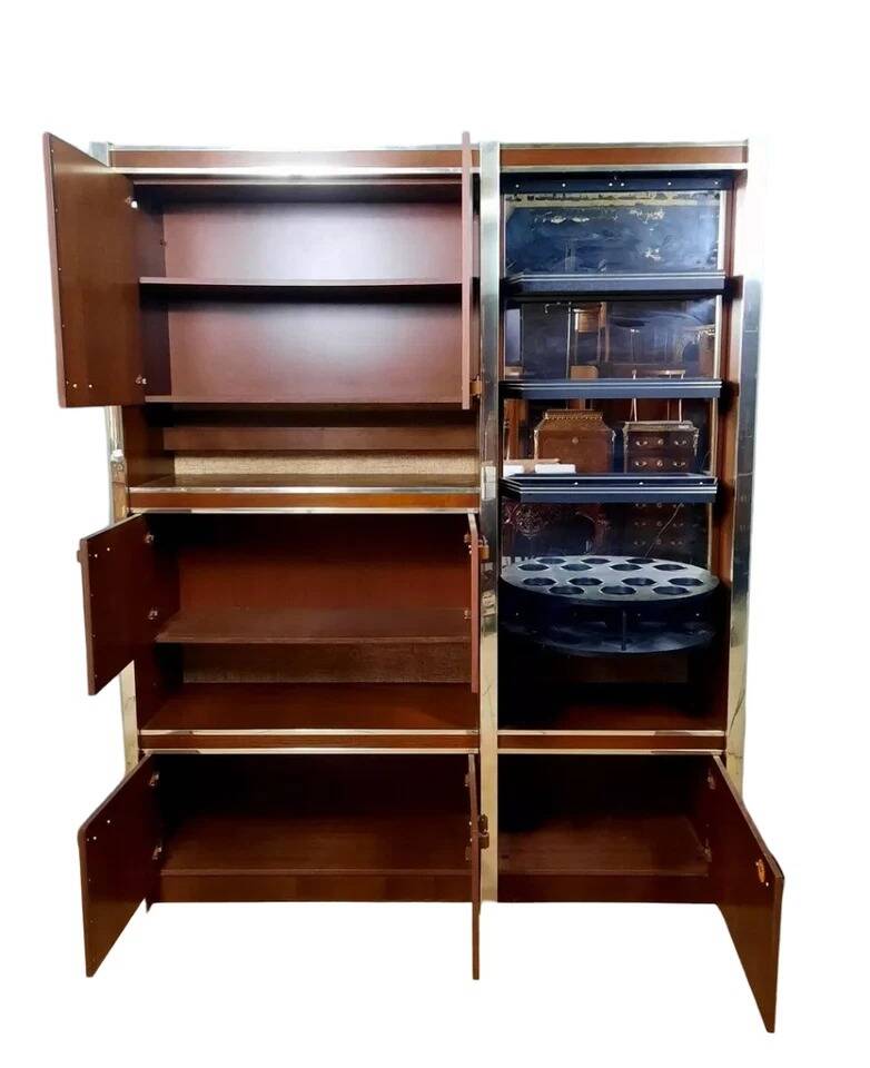 Scandinavian furniture in two modules in stained ash and chromed metal circa 1960