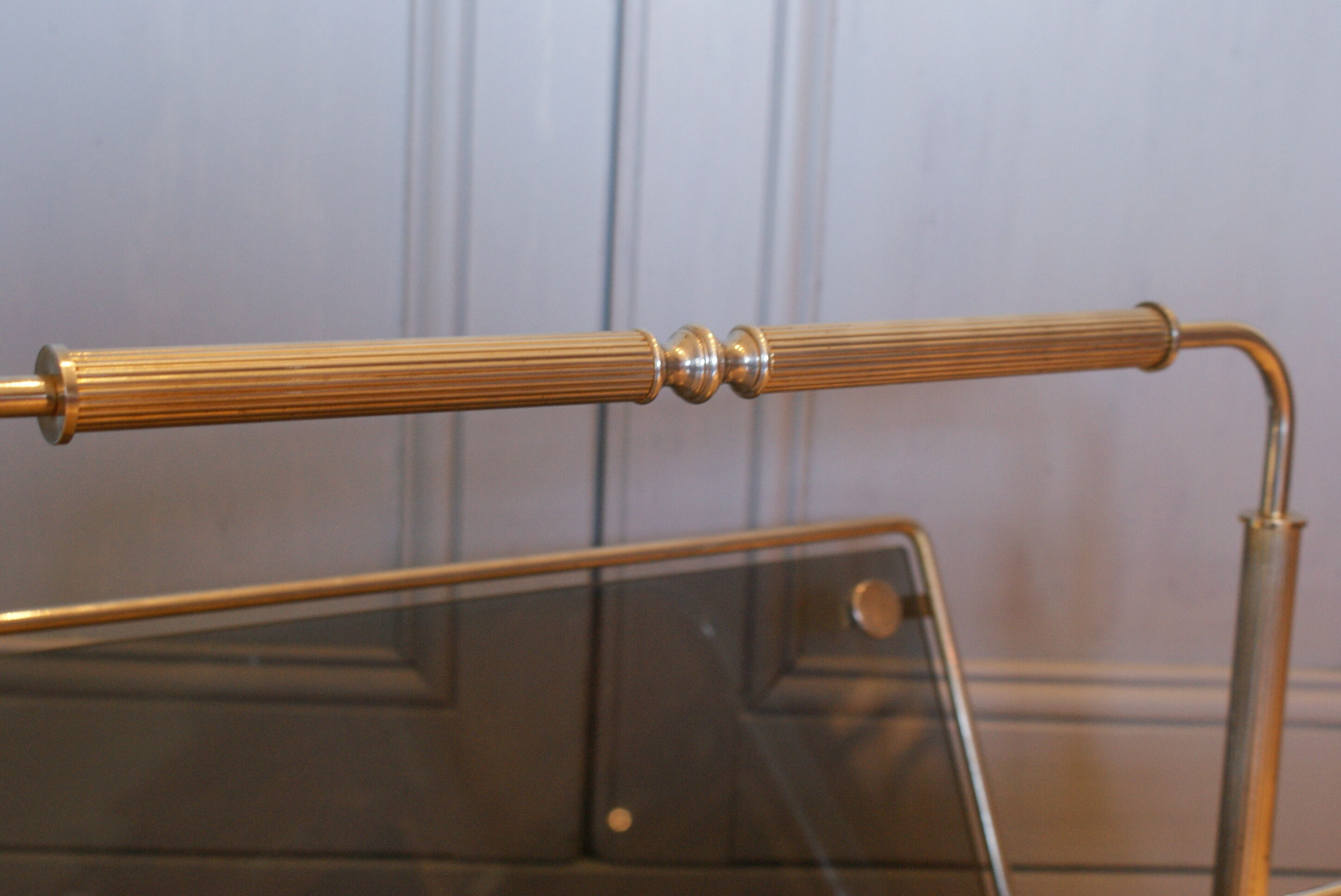 Vintage smoked glass and metal magazine rack