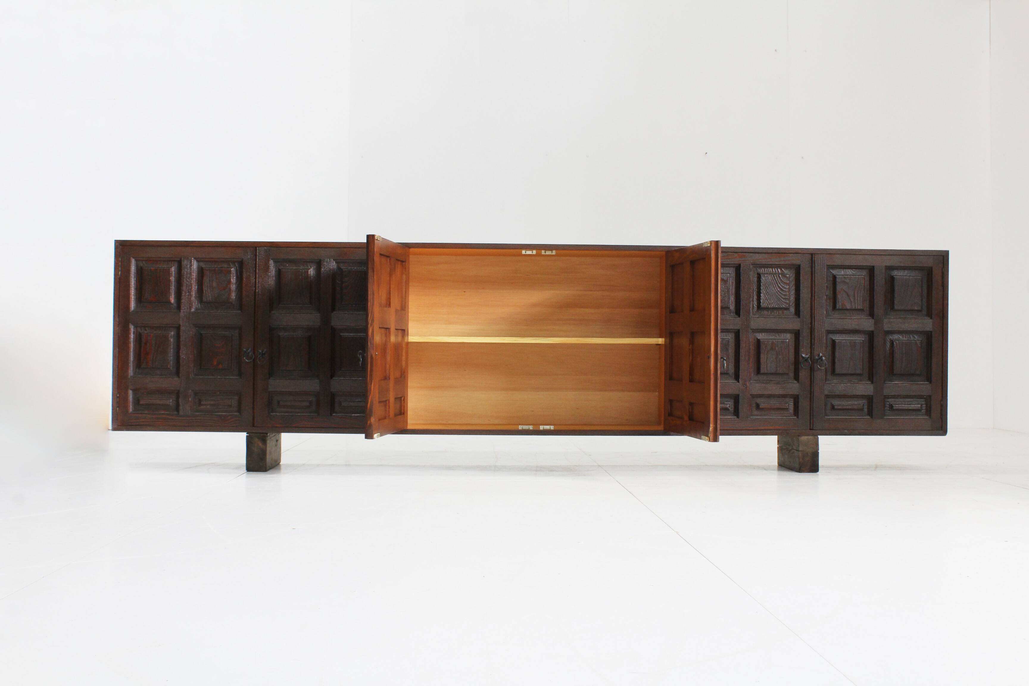 Vintage large Spanish brutalist sideboard 1970s