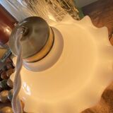 Glass pendant light, 2M fabric cable, porcelain ceiling rose