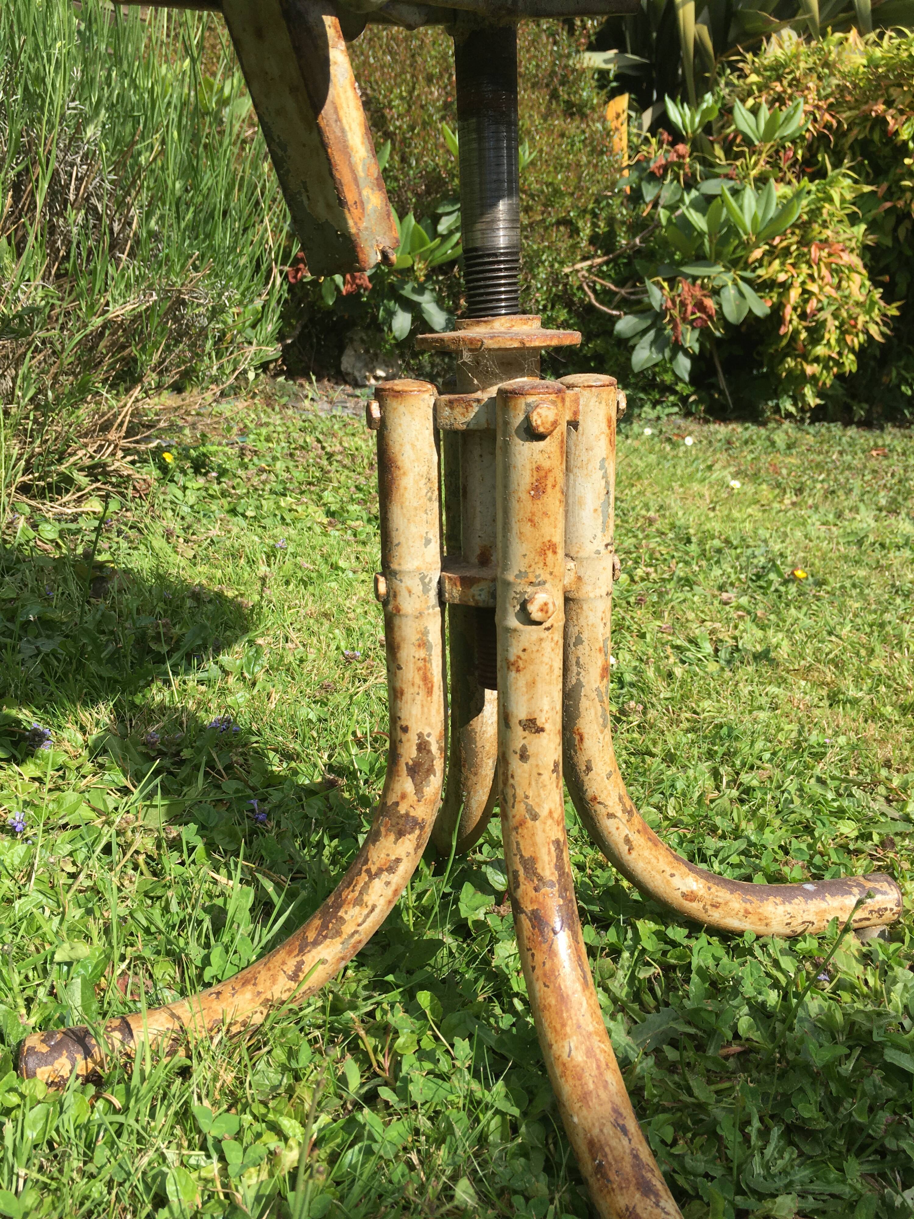 Metal and wood swivel stool