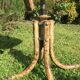 Tabouret pivotant en métal et bois