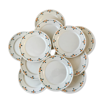 Set of 11 dessert plates Badonviller 30s