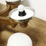 Scandinavian pine & opaline chandelier by Jan Wickelgren for Aneta Sweden, 1970s