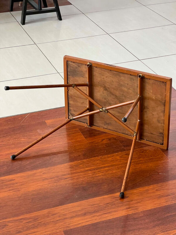 Table d’appoint, bout de canapé en céramique marron et jaune