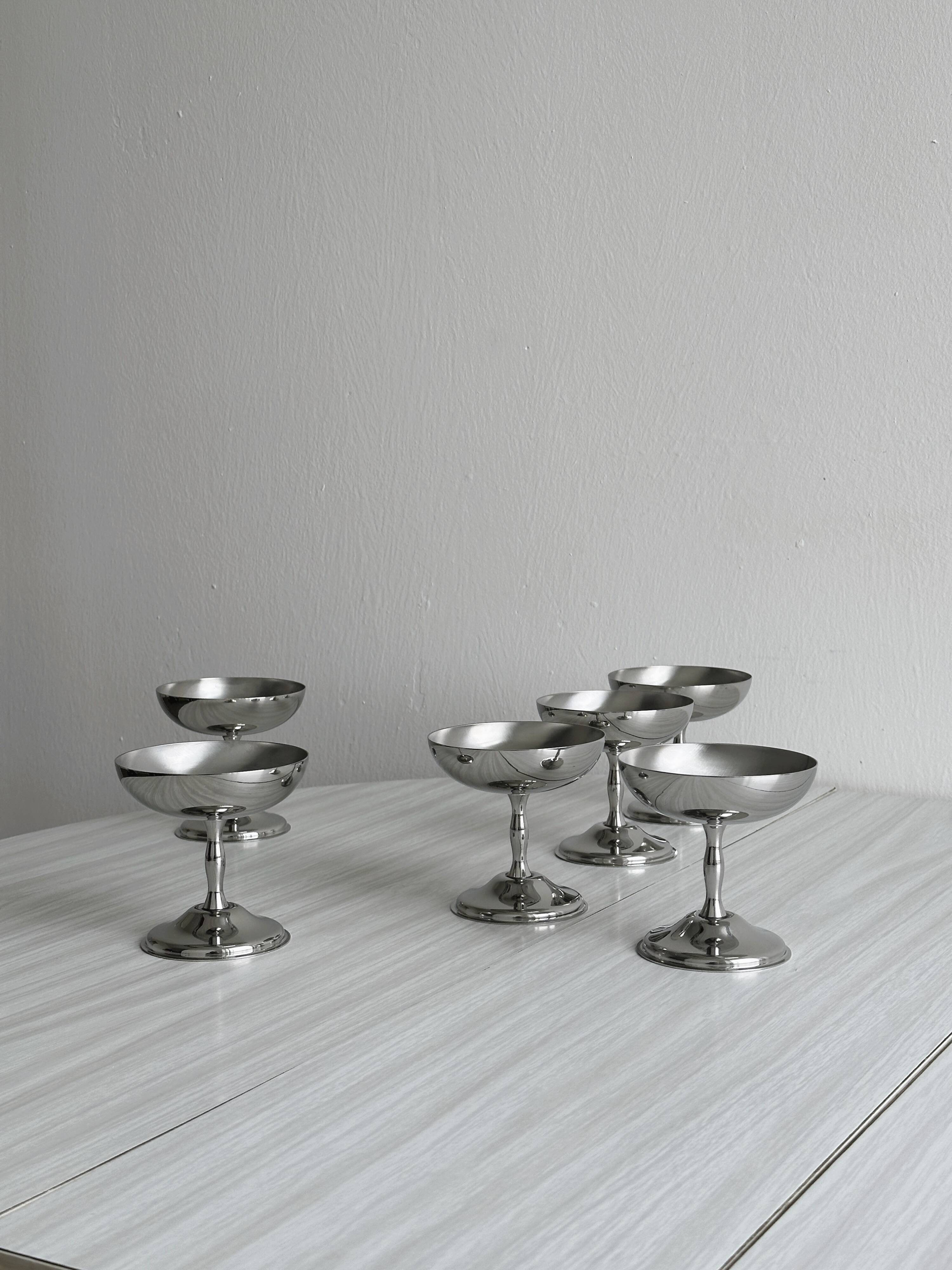 6 stainless steel footed bowls, Letang Remy style