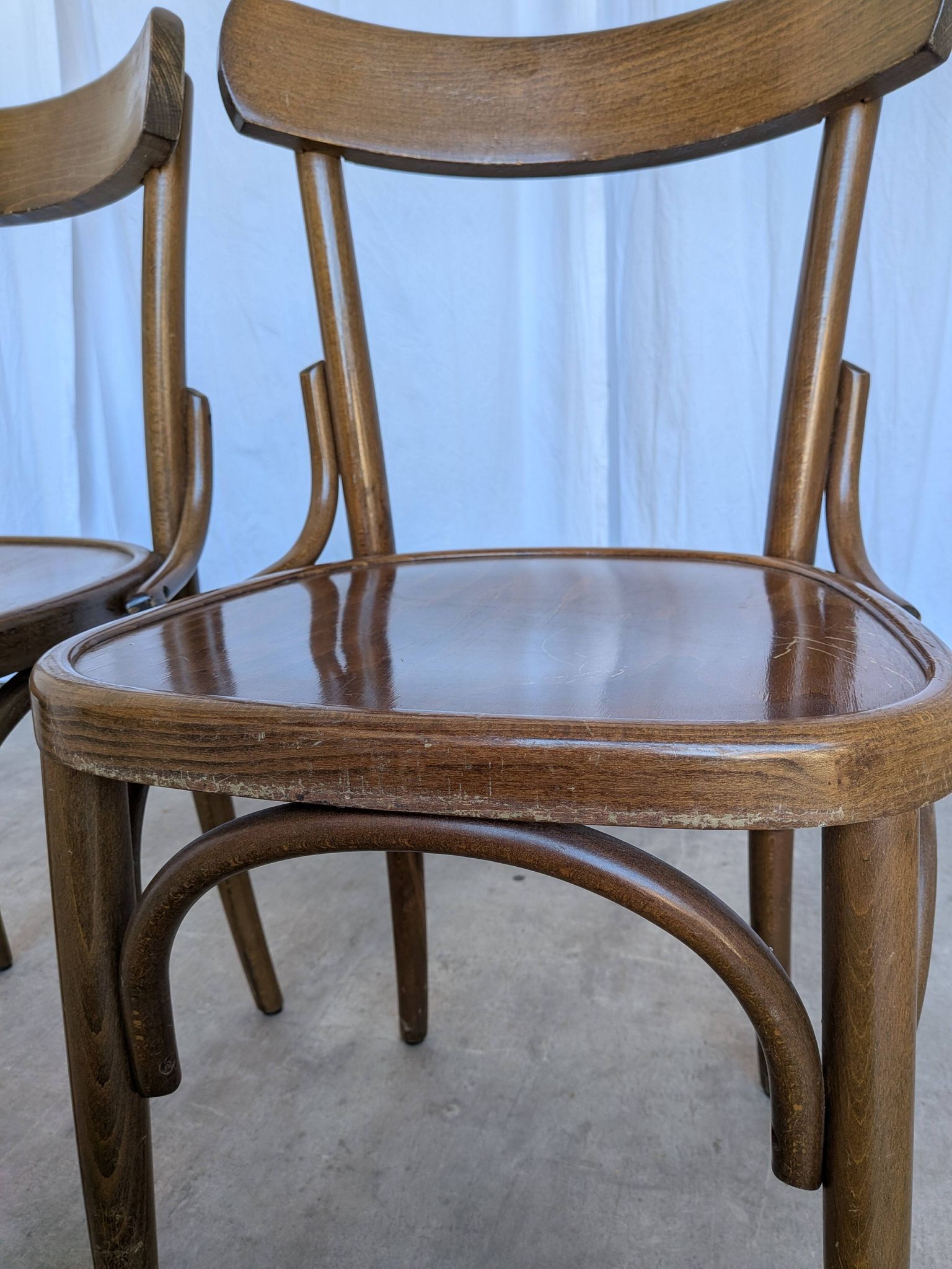 Set of 2 Vintage Wooden Dining Chair: Mid-Century Bistro Style, Yugoslavia
