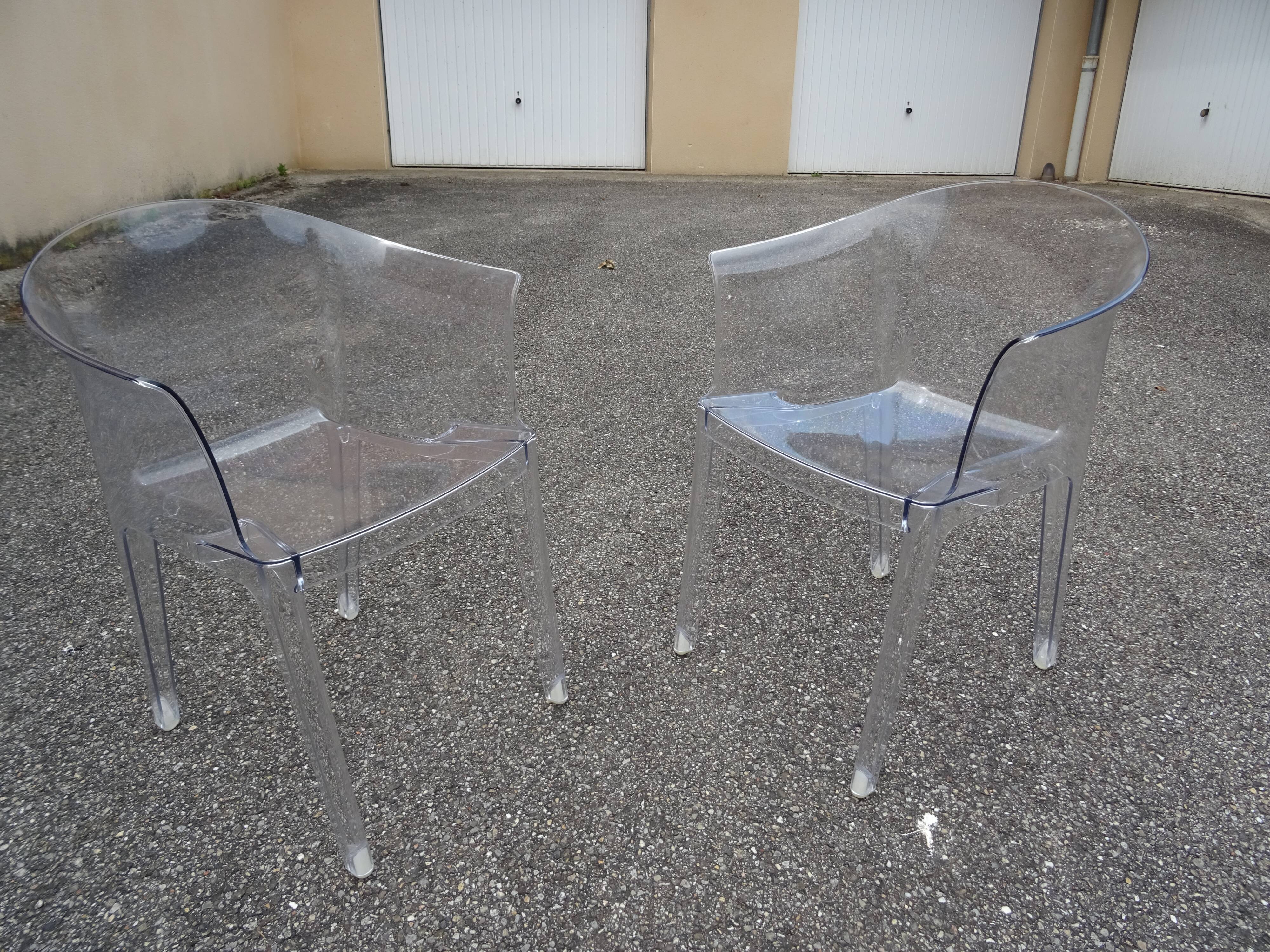 Pair of Tulipano armchairs in transparent plexiglass design Giovannoni
