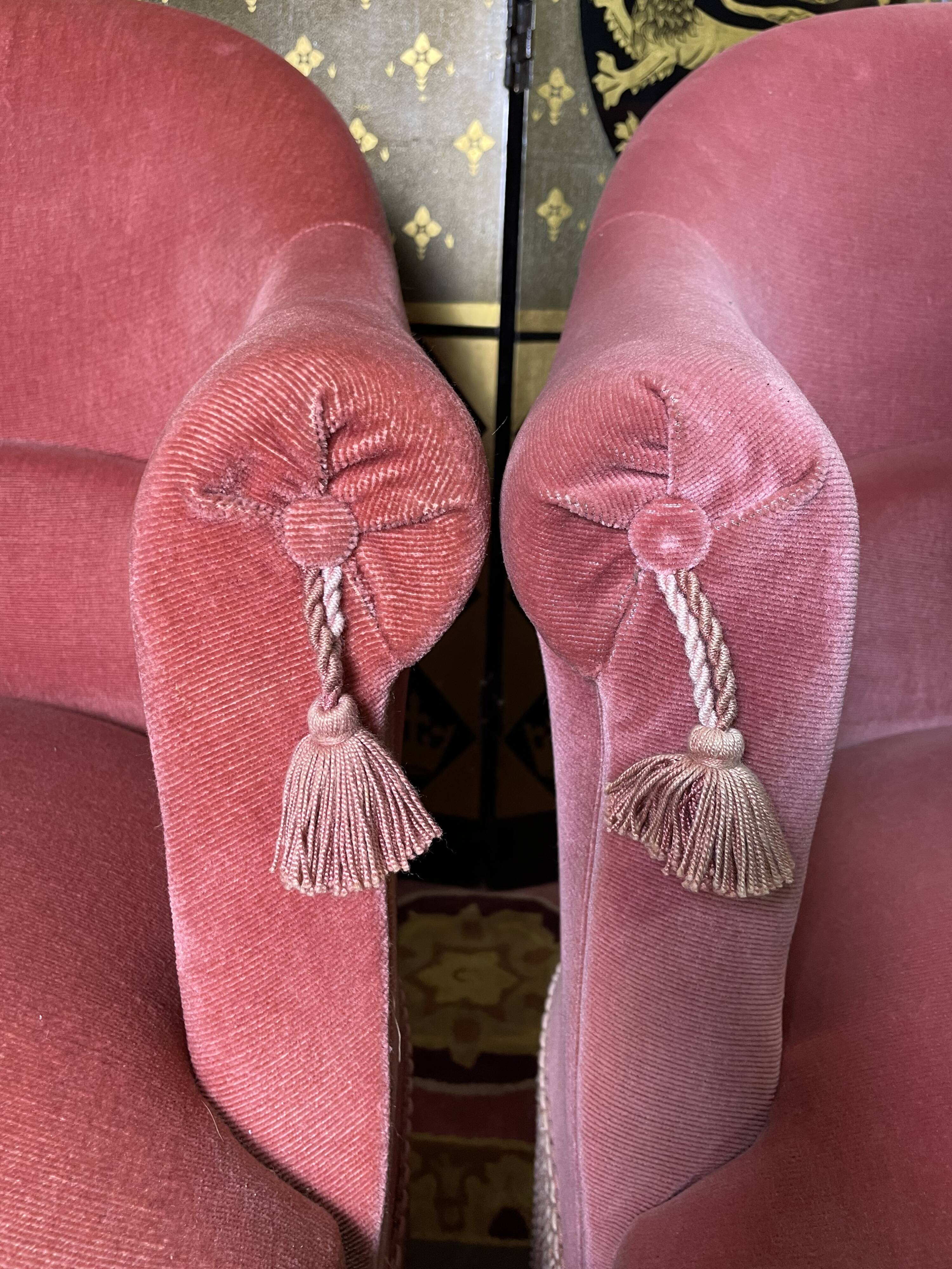 Pair of toad armchairs style Napoleon III pink velvet