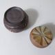 2 asymmetrical brutalist stoneware bowls signed G.Toutous Vintage