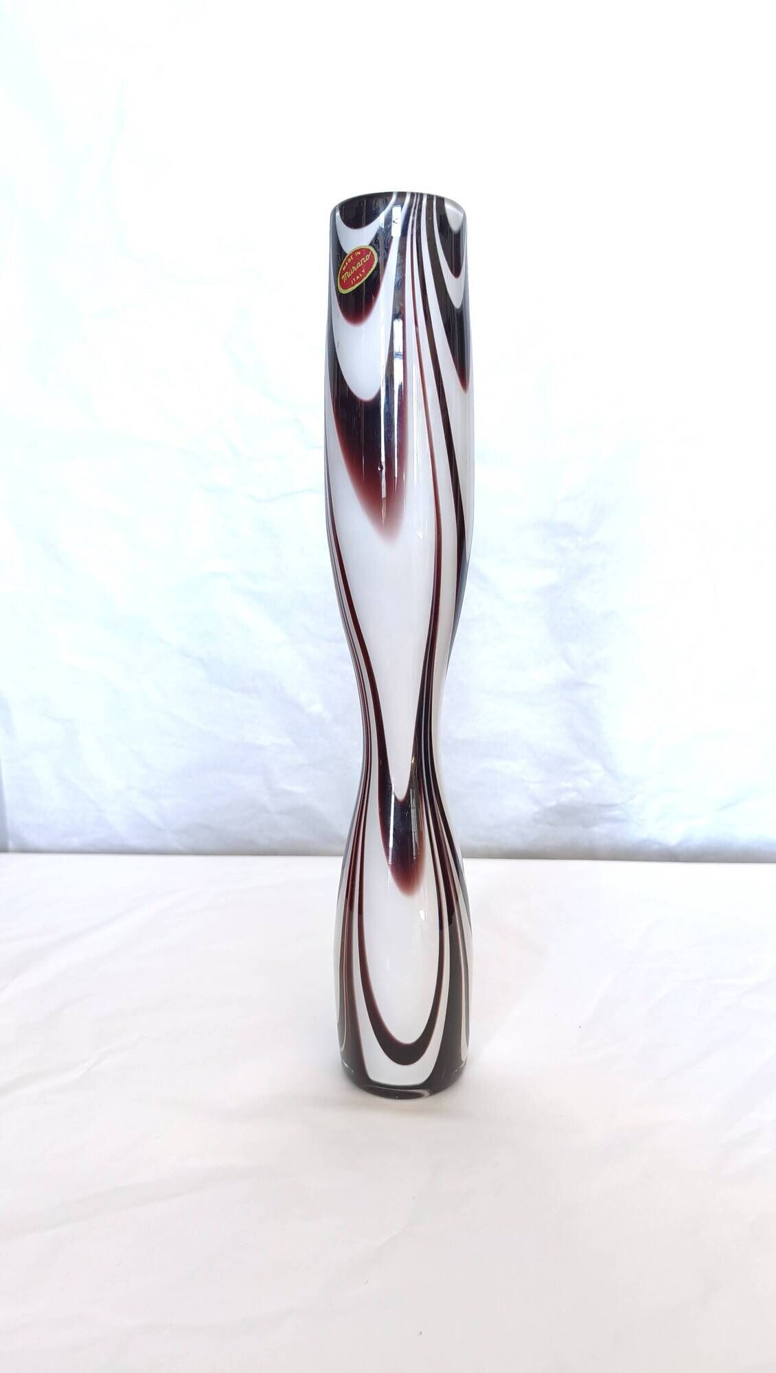 Purple and White Murano Glass Vase “Wave” by Carlo Moretti, Italy 1970s