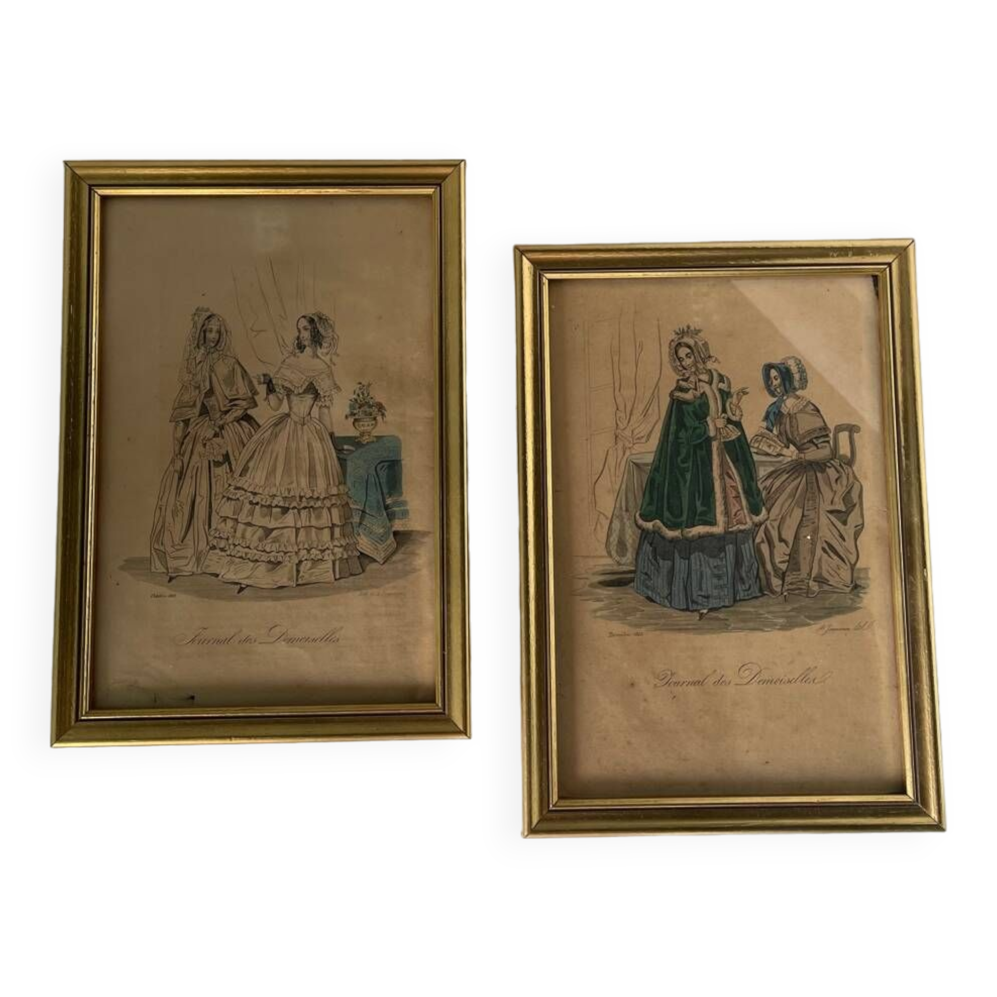 2 frames with old engravings “journal des demoiselles”
