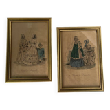 2 frames with old engravings “journal des demoiselles”