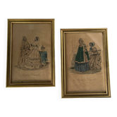2 frames with old engravings “journal des demoiselles”