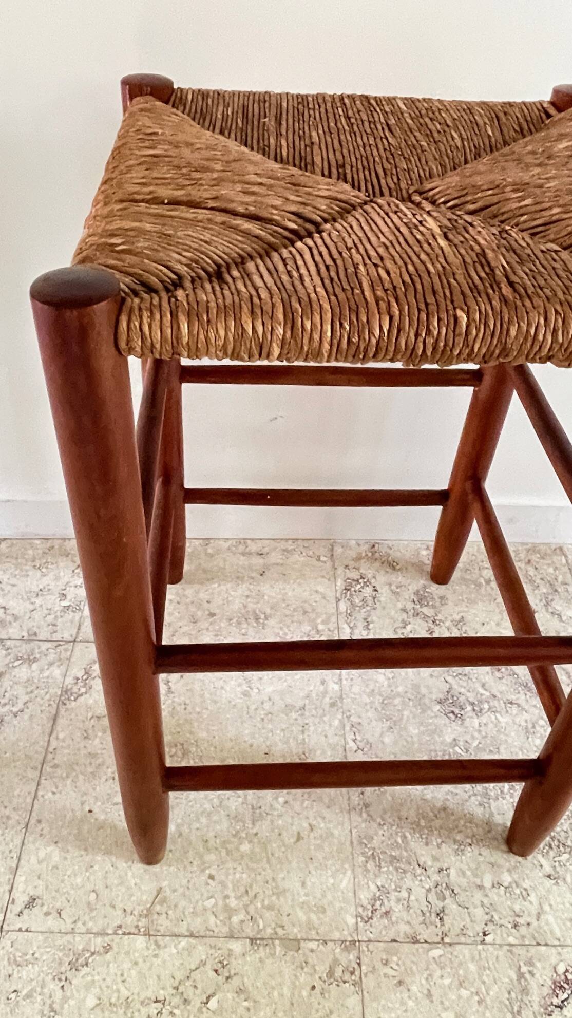 TABOURET Paille VINTAGE