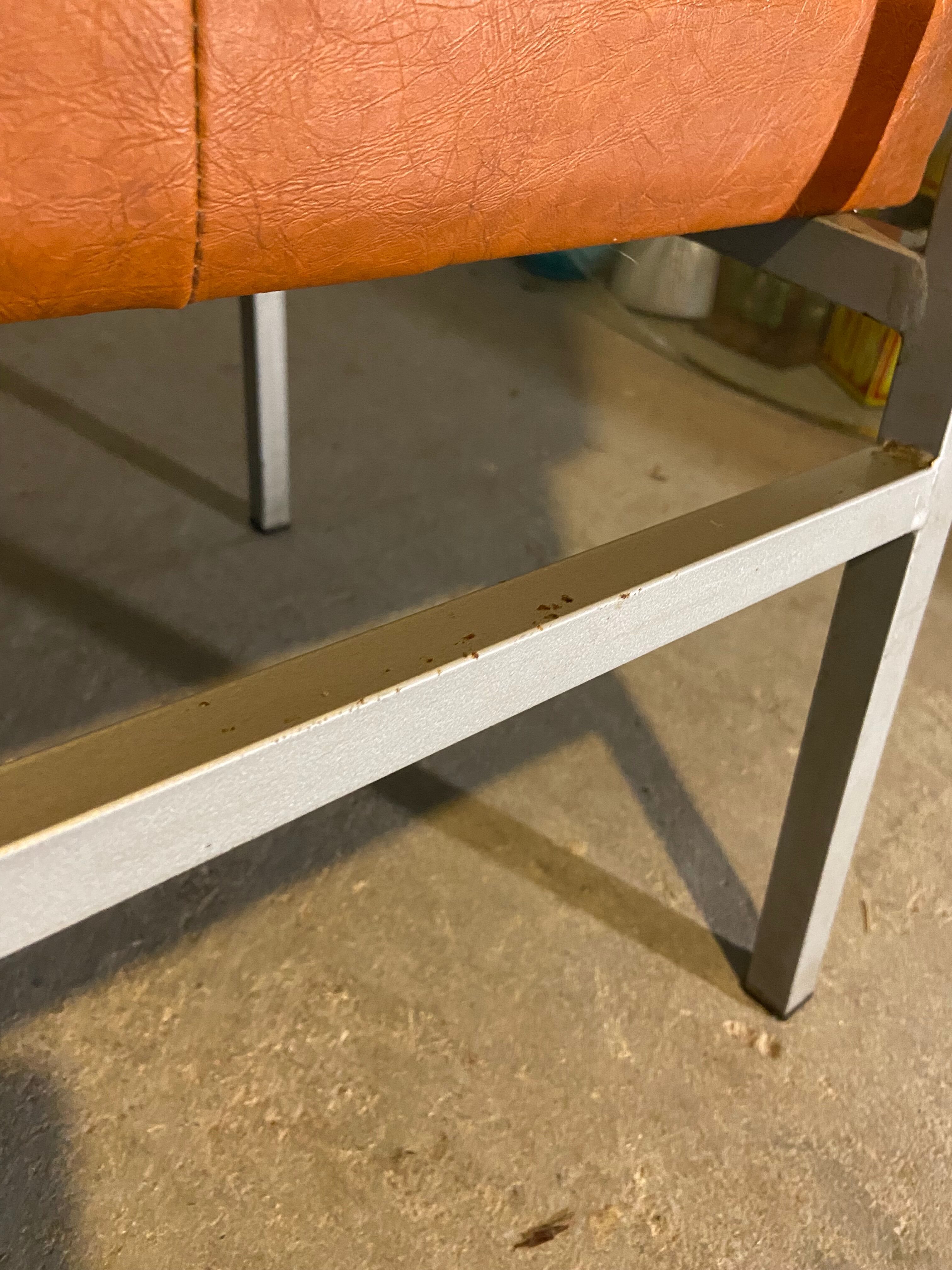 Pair of modernist low chairs in skai camel vintage 60s/70s