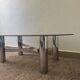 Table basse métal chromé verre fumé années 70