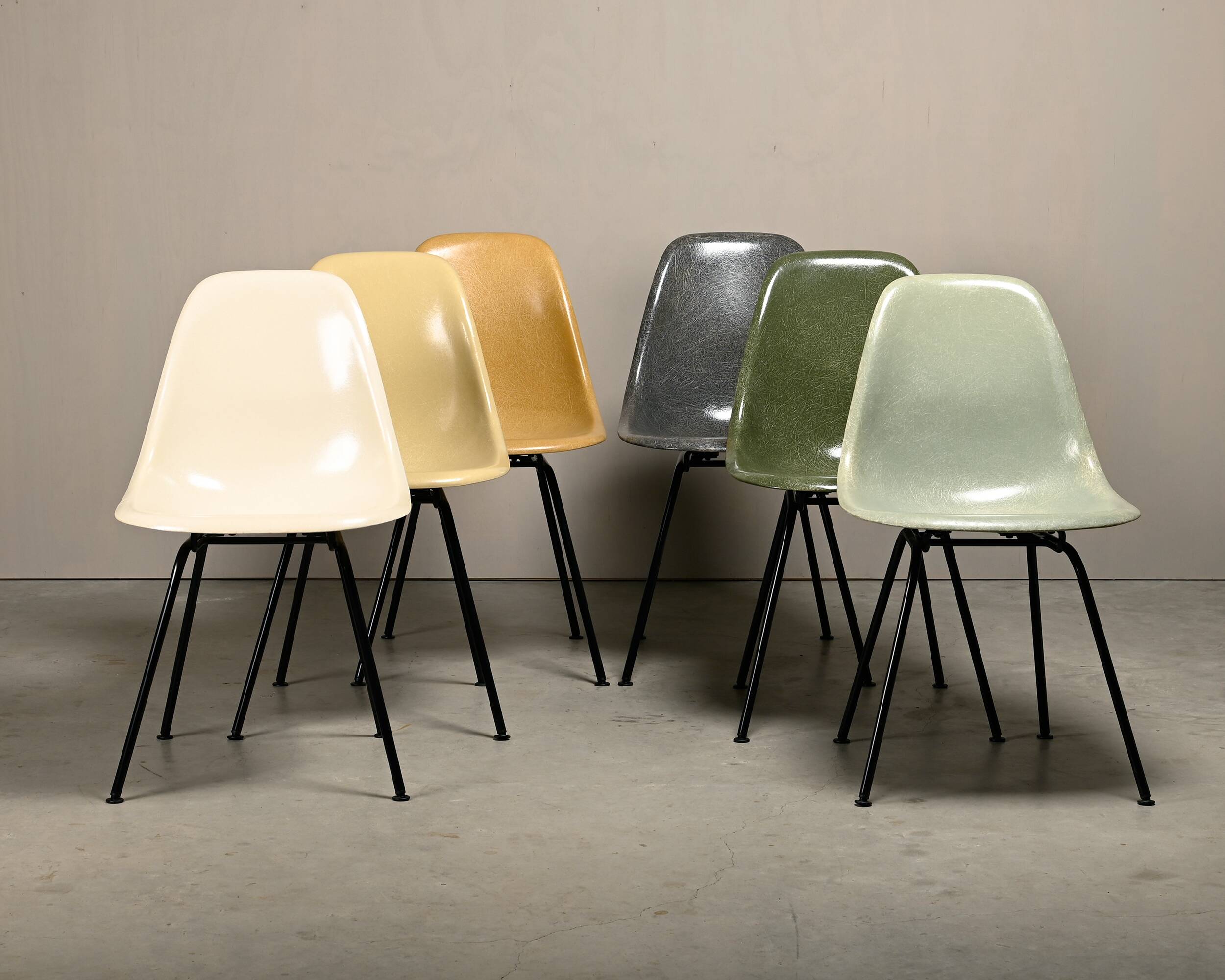 Charles & Ray Eames DSX multicolor set 6 Side Chairs, Herman Miller
