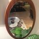Mirror Scandinavian teak oval 36x57cm