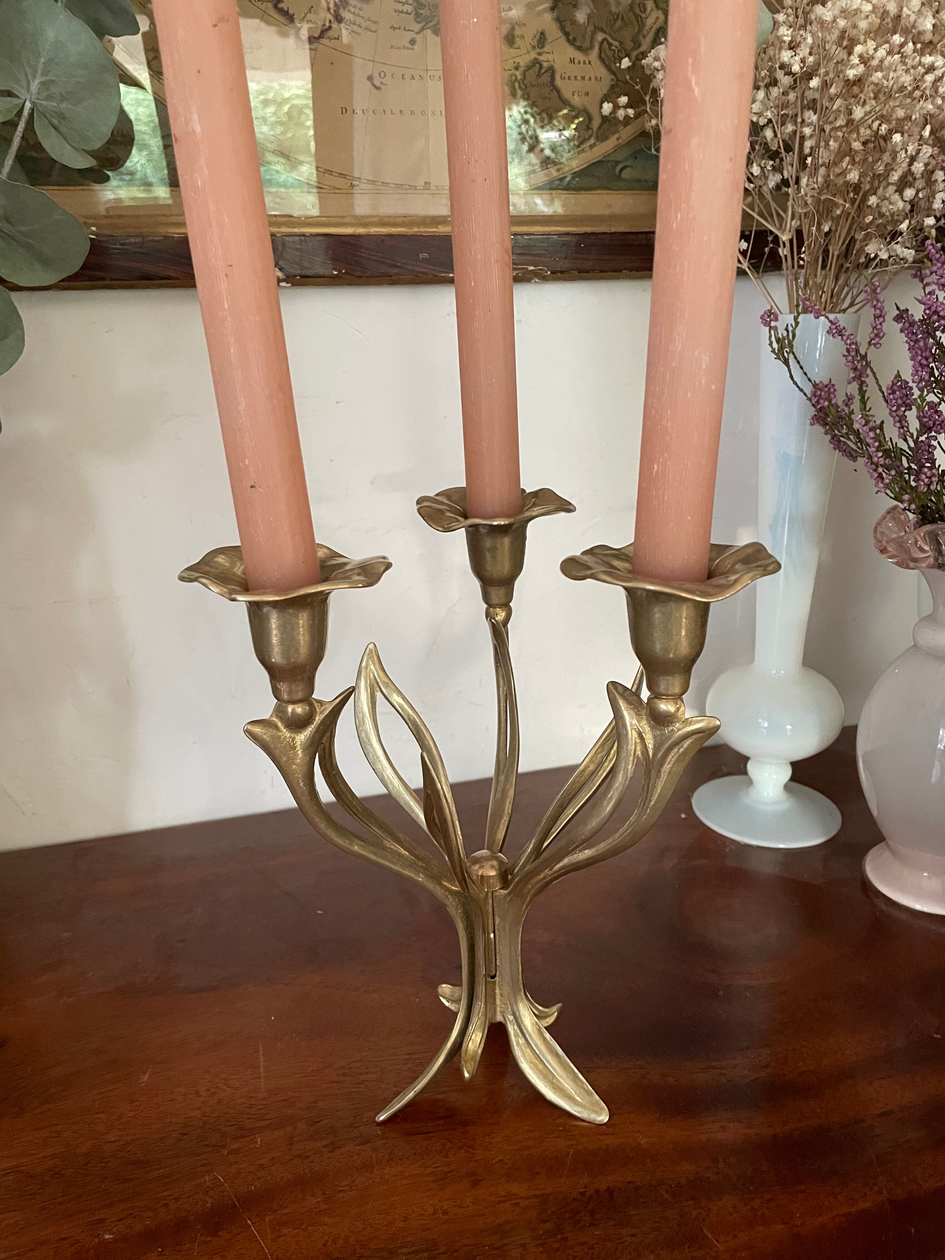 Brass flower candlestick