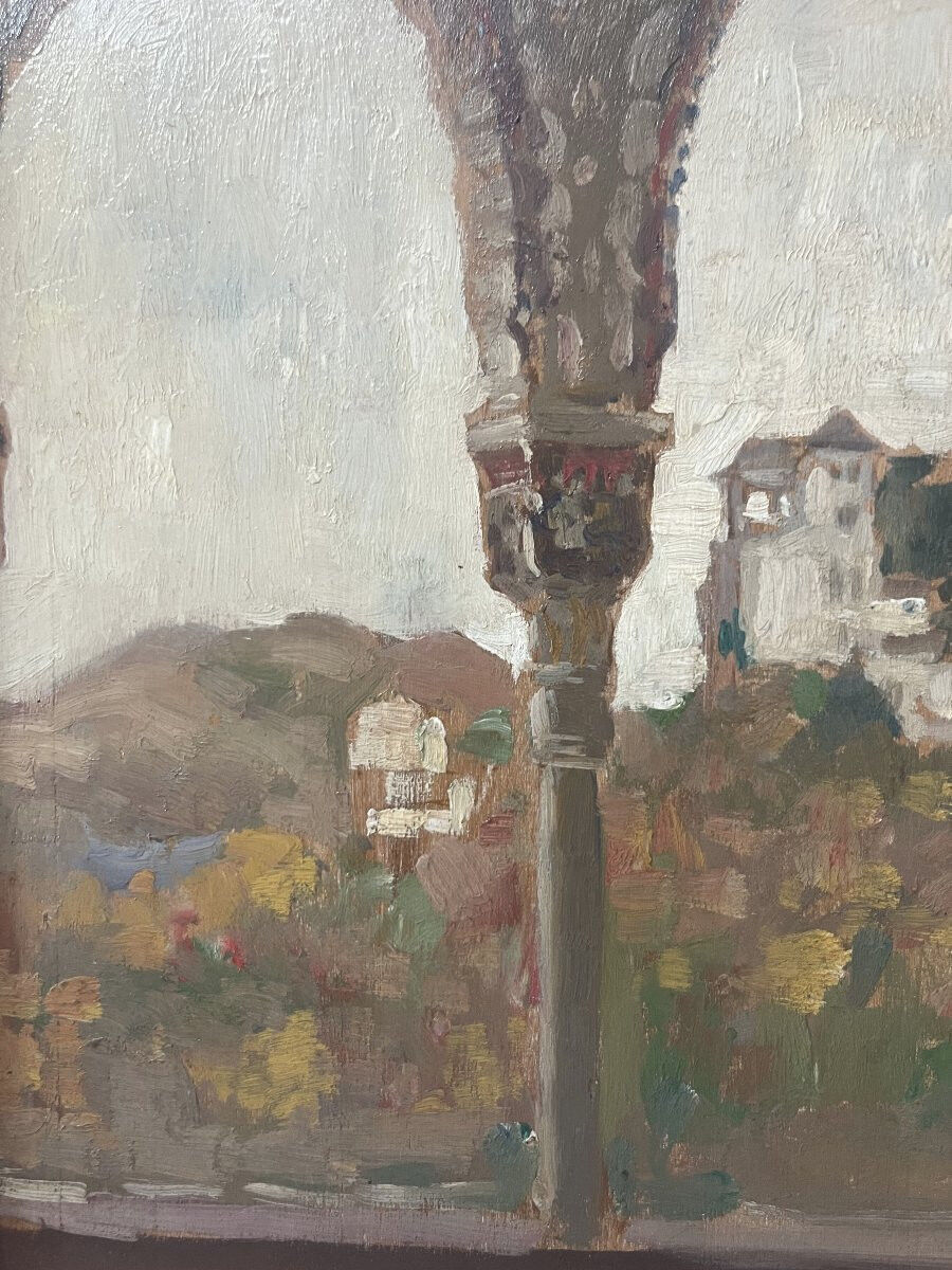 James Kerr-Lawson (1864-1939) View of the Alhambra, Granada, oil on panel