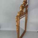 18th century style gilt wood pediment and glazing bead mirror 88x54 cm C374 S