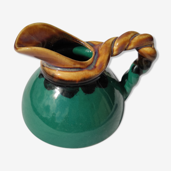 green enamelled sandstone pitcher by alpho. no. 89 early 20th art deco