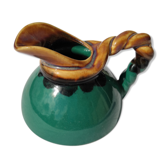 green enamelled sandstone pitcher by alpho. no. 89 early 20th art deco