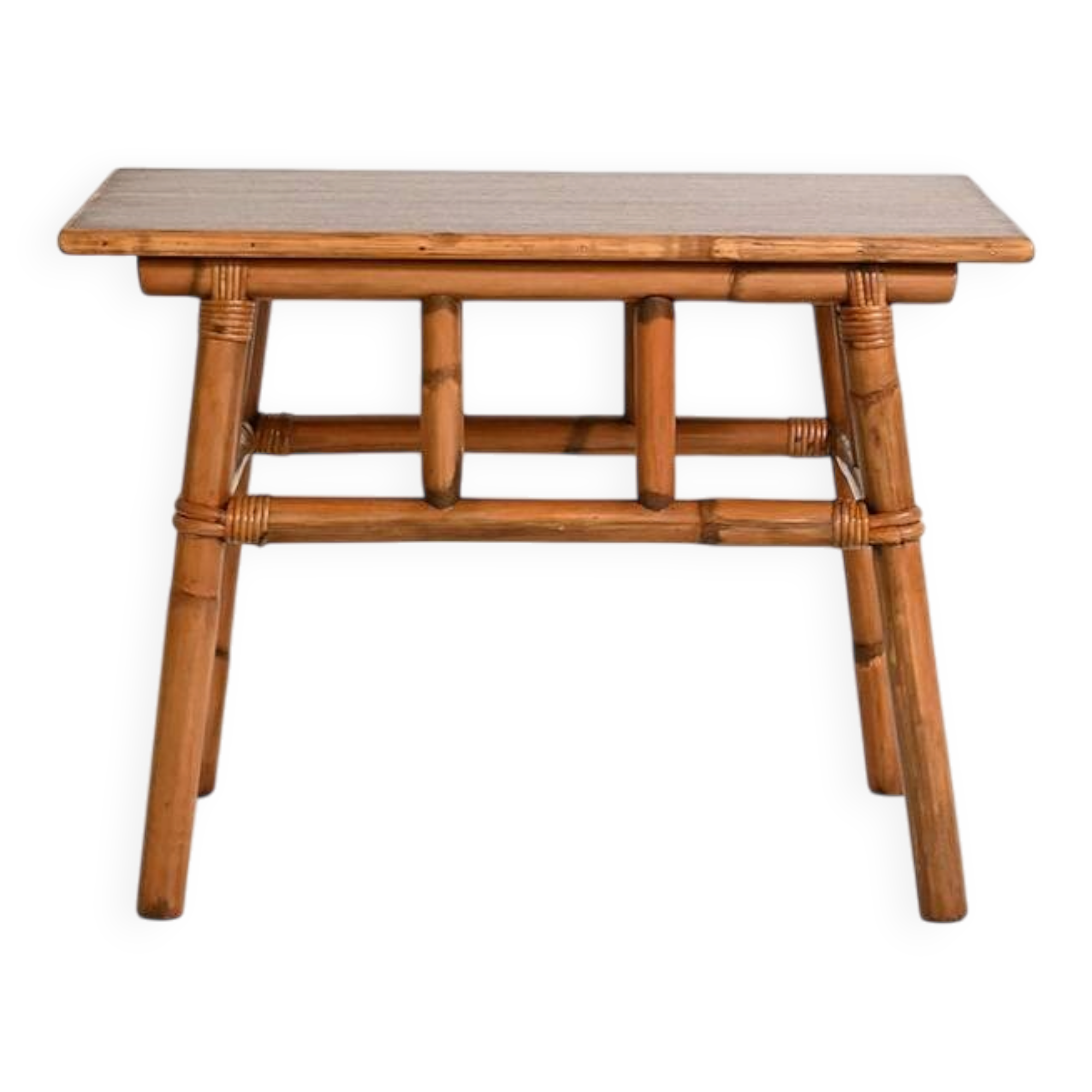 Table basse en bambou et en bois, années 1960