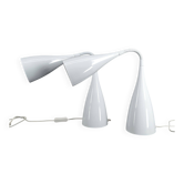 Paire de Lampes Vintage Design en Tôle Émaillée Blanche , vers 1970