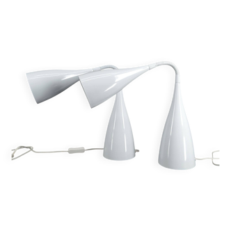 Pair of Vintage Design Lamps in White Enameled Sheet Metal, circa 1970