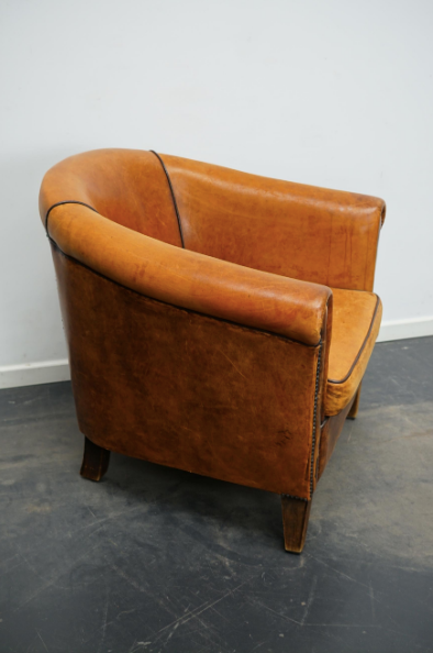 Club armchair in leather color cognac Netherlands