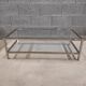 Vintage bevelled glass coffee table and lightly gilded square metal tubes from the 70s/80s