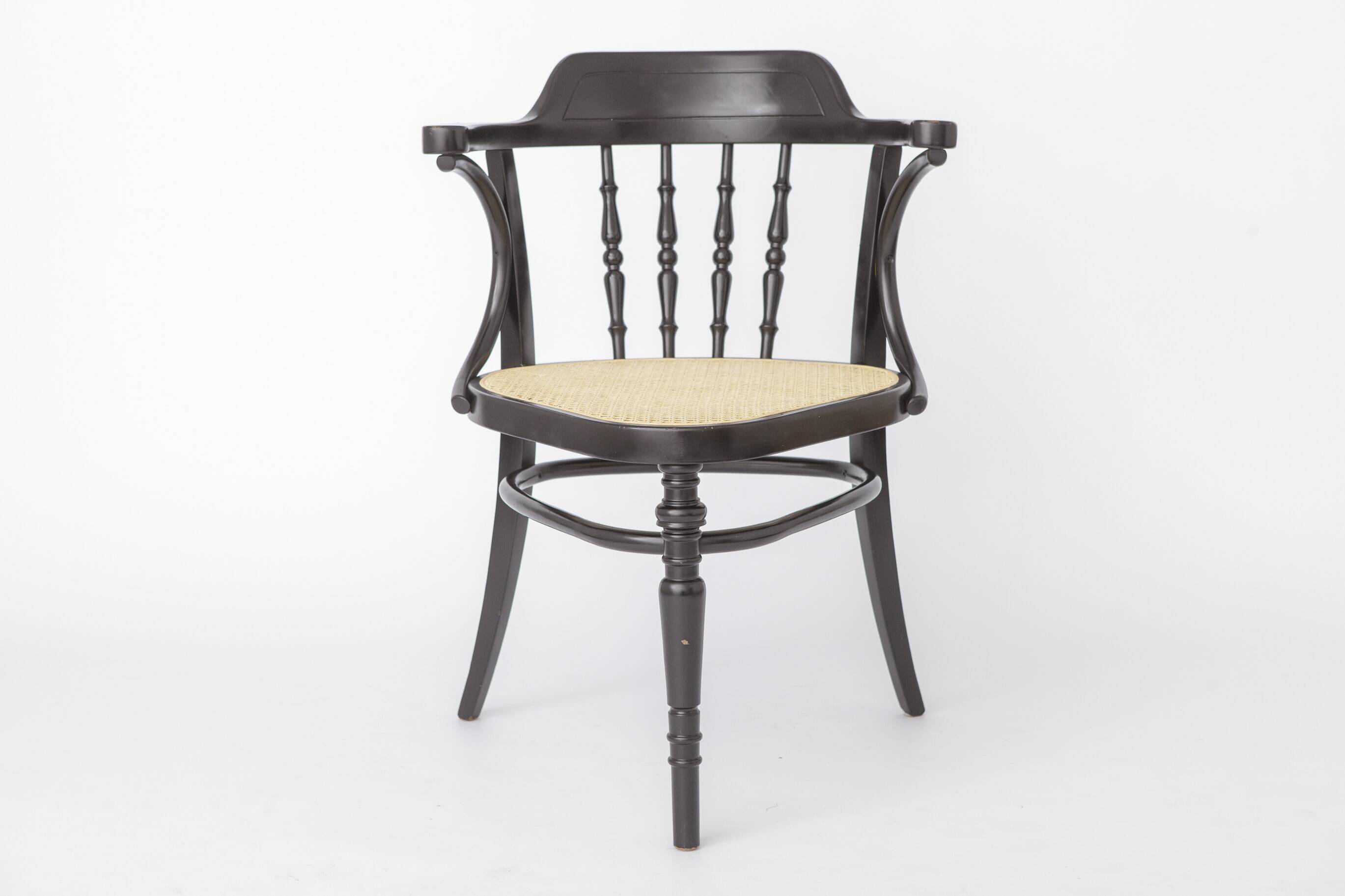 Pair of Bentwood Armchairs, Black Beechwood & Vienna Cane Seats, 1990s
