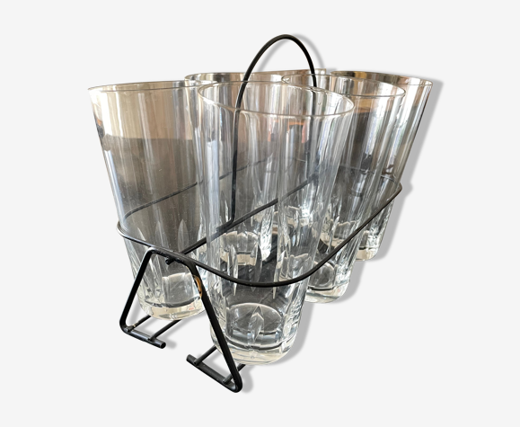 Ensemble de 6 verres en cristal avec présentoir