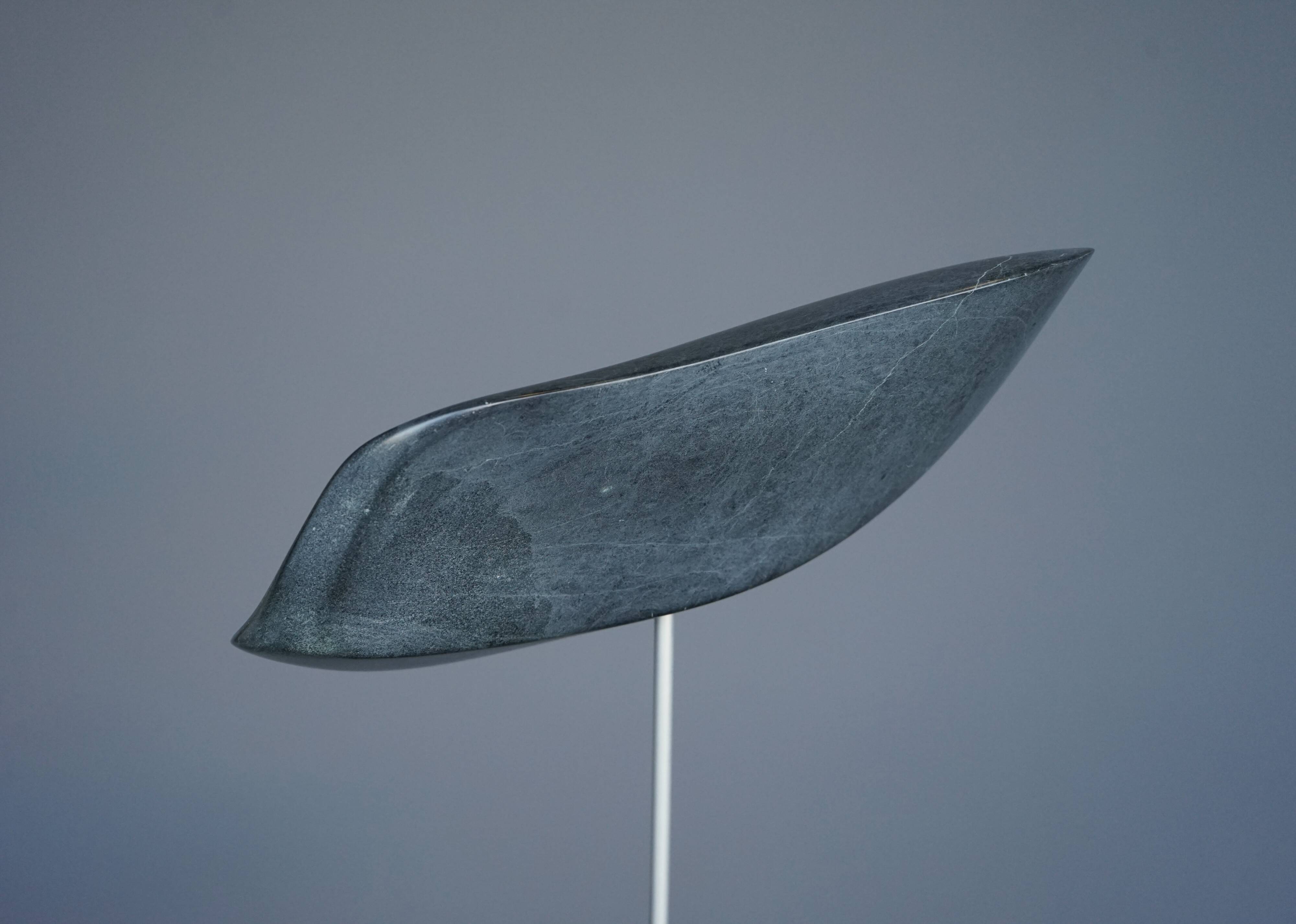 Abstract Organic Sculpture in polished Grey Stone, 1980s