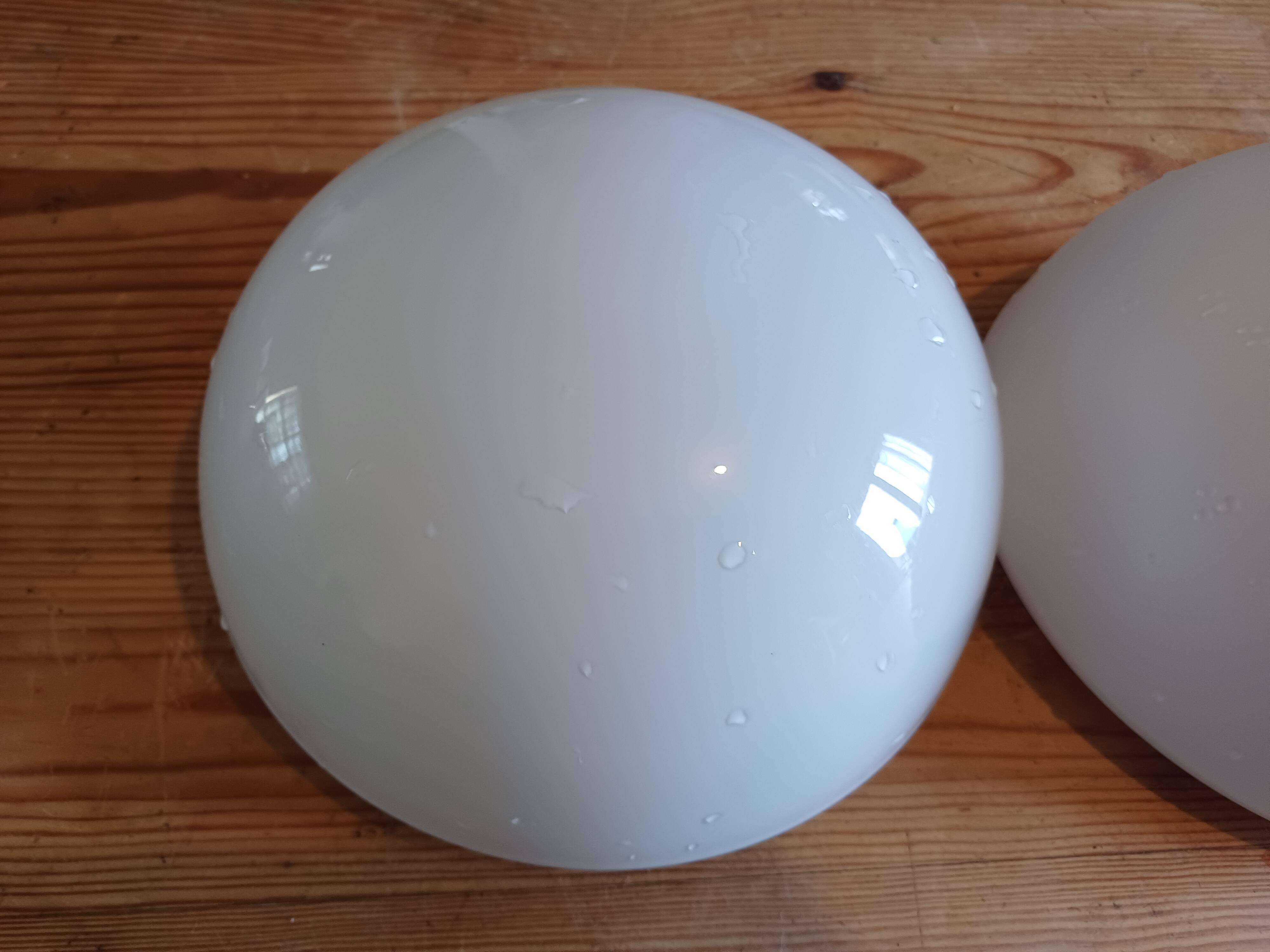 2 white opaline ceiling globes