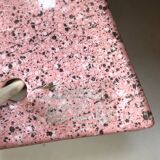 Pyramidal lamp base in Brussels porcelain with pink terrazzo effect