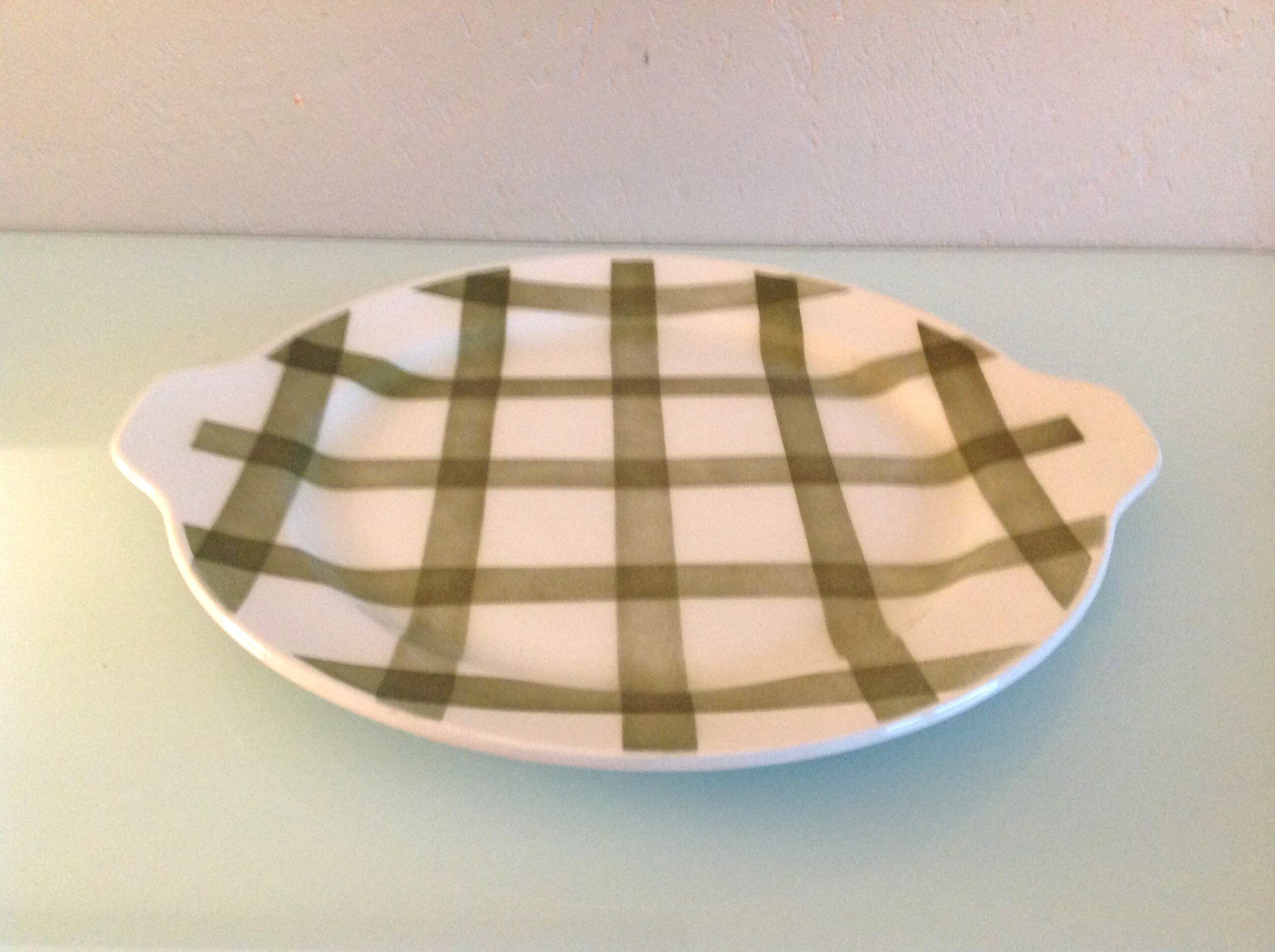 Moulin des Loups pie dish green tablecloth model / 50s-60s