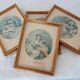 4 old lithographs of the 4 seasons