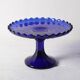 Blue Glass Cake Stand by Glimma Glasbruk / Glimåkra / Sweden / 1960s