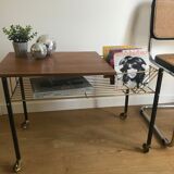 Vinyl rack side table with wheels