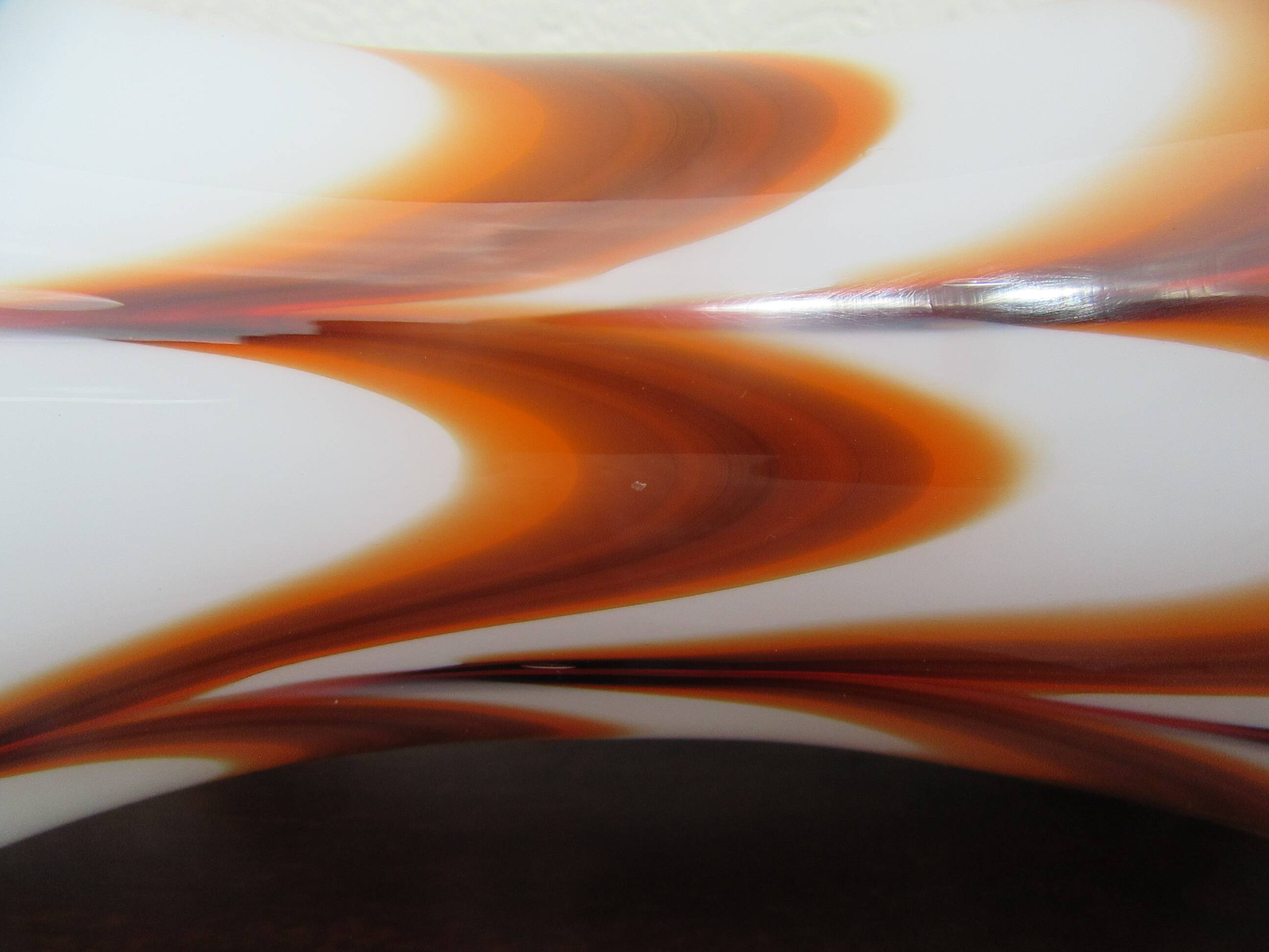 vintage orange and white Florentine opaline vase