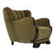 Fauteuil danois en tissu vert et chêne, 1960