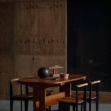 Primitive Swedish oval dining table in pine, early 20th century.