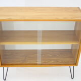 1970s birch/glass cabinet, czechoslovakia
