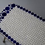 Grey and Blue Glass Mosaic Brass Mid-Century Modern Side Table