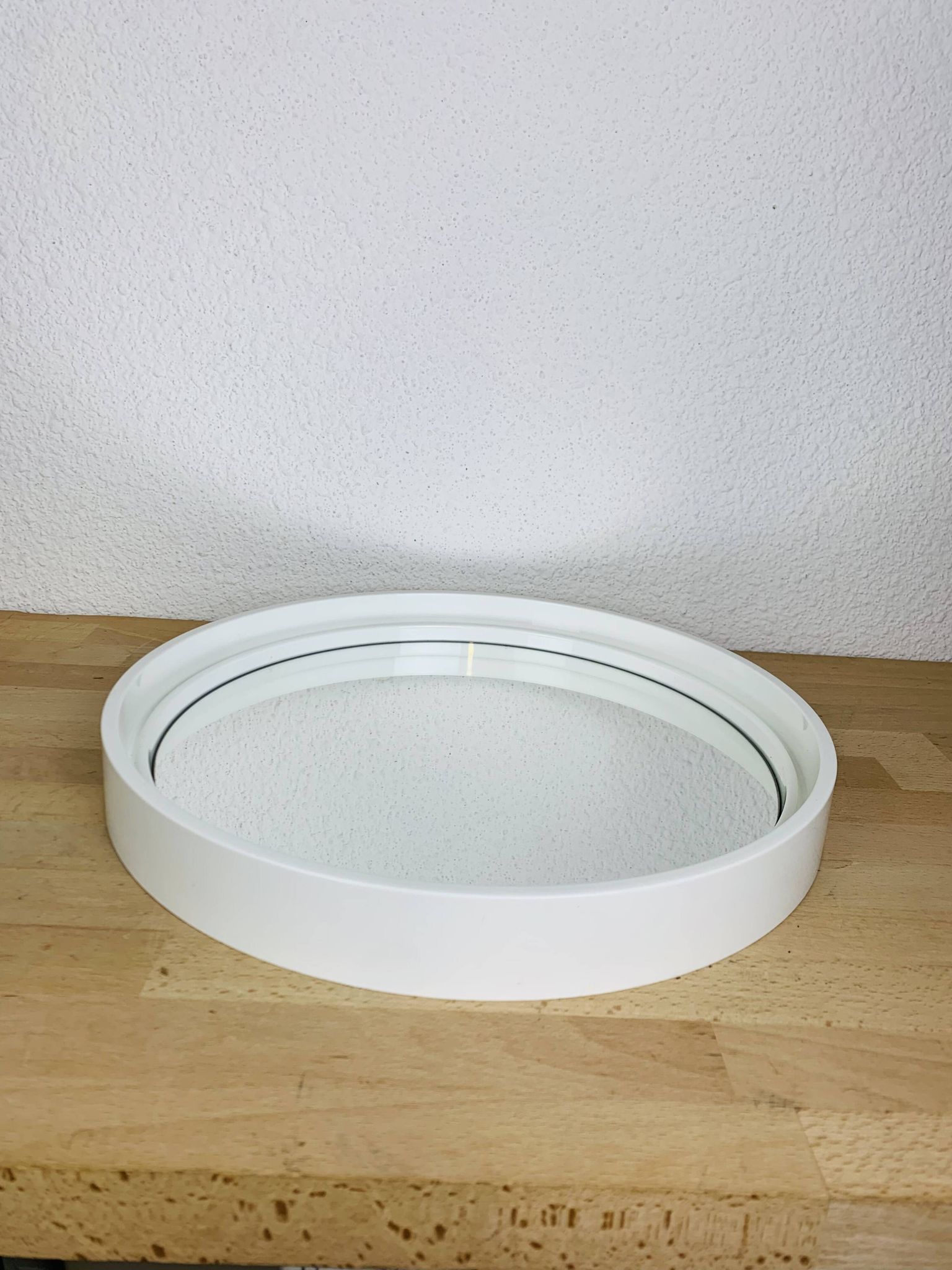 Miroir space age cerclage blanc années 70